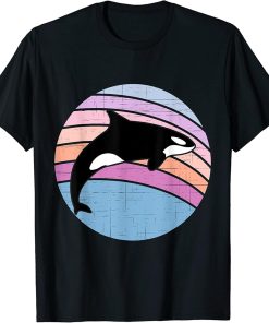 Orca Whale Retro Beach Vintage Sunset T-Shirt