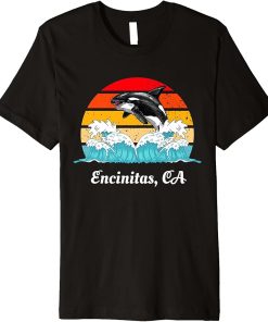 Vintage Encinitas CA Distressed Orca Killer Whale Art Premium T-Shirt