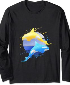 Killer Whale Sunset Women Girls Men Boys Kids Orca Long Sleeve T-Shirt